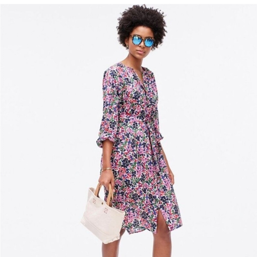 Easy tie-waist dress in watermark floral print